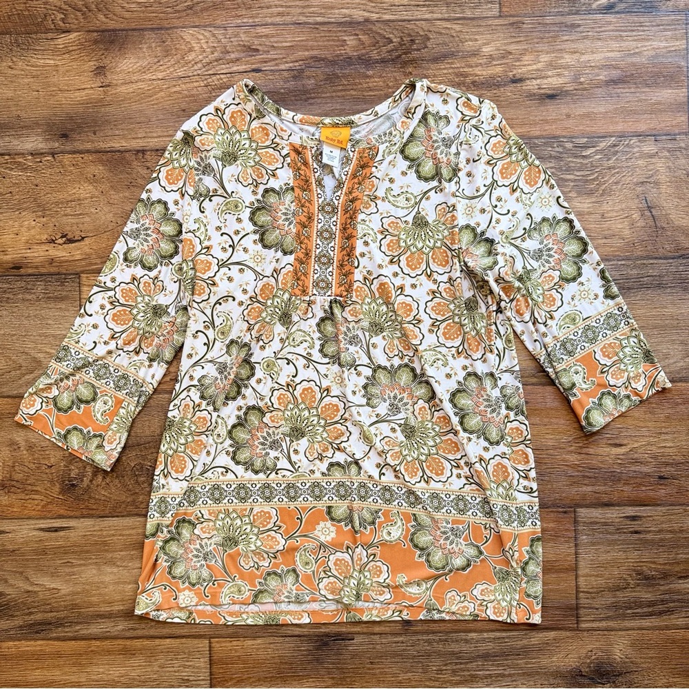 Ruby Rd. Floral Paisley Tunic Top | Size Medium